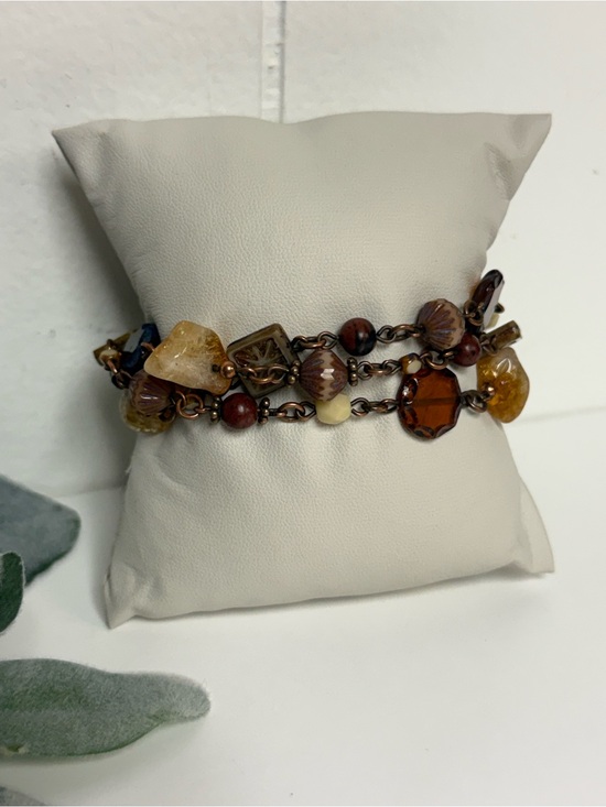 Artisan Jewelry - Handcrafted Copper Multi-Strand Spiral Bead Bracelet Boho